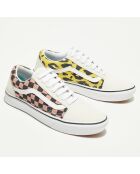 Sneakers en Velours de Cuir & Toile Mixed Media Comfycush Old Skool blanc/jaune/rose/noir