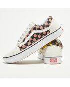 Sneakers en Velours de Cuir & Toile Mixed Media Comfycush Old Skool blanc/jaune/rose/noir