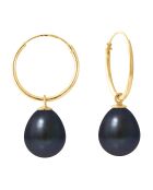 Geelgouden zwarte peeroorbellen met zoetwaterparels