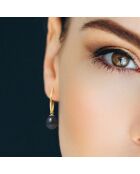 Geelgouden zwarte peeroorbellen met zoetwaterparels