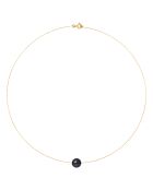Schwarze runde Süßwasserperlenkette aus Gelbgold