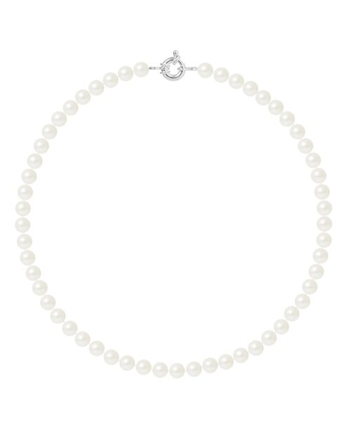 Collier Rang Argent Perles d'Eau Douce rondes blanc nacre naturel