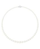 Halskette Rang aus Weißgold, natürliche weiße halbrunde Süßwasserperlen