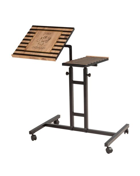 Bureau mobile à roulettes Glen 768 noir - 67x87x45.5 cm