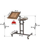 Bureau mobile à roulettes Glen 768 noir - 67x87x45.5 cm
