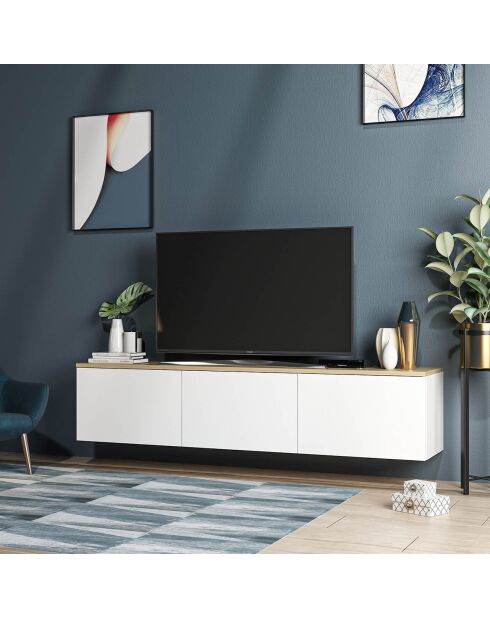 Meuble TV Neon blanc/chêne - 160x32x35 cm