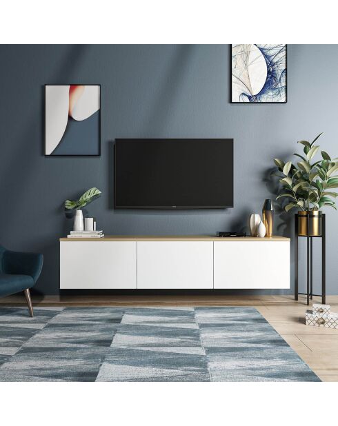Meuble TV Neon blanc/chêne - 160x32x35 cm