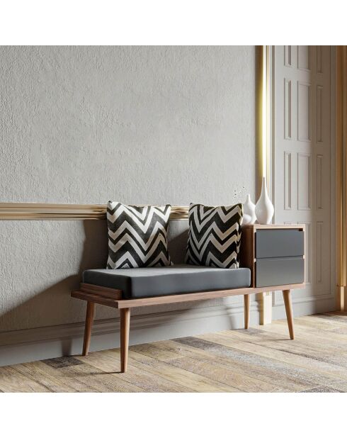 Banquette Rino noyer/anthracite - 120x40x45 cm