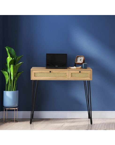 Bureau Sahra bois/noir - 55x105x79 cm