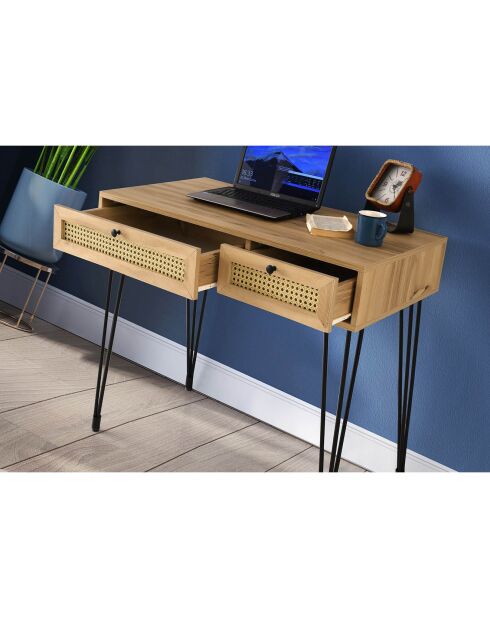 Bureau Sahra bois/noir - 55x105x79 cm