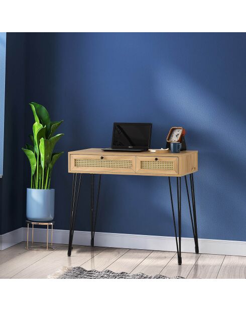 Bureau Sahra bois/noir - 55x105x79 cm