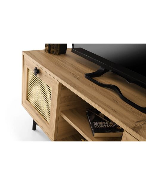 Meuble TV Begonya bois/noir - 140x40x60 cm