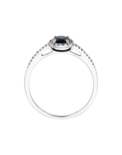 Bague Royal Blue Diamants 0.10 ct Saphir 0.74 ct or blanc