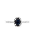 Bague Royal Blue Diamants 0.10 ct Saphir 0.74 ct or blanc