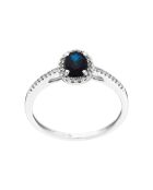 Bague Royal Blue Diamants 0.10 ct Saphir 0.74 ct or blanc