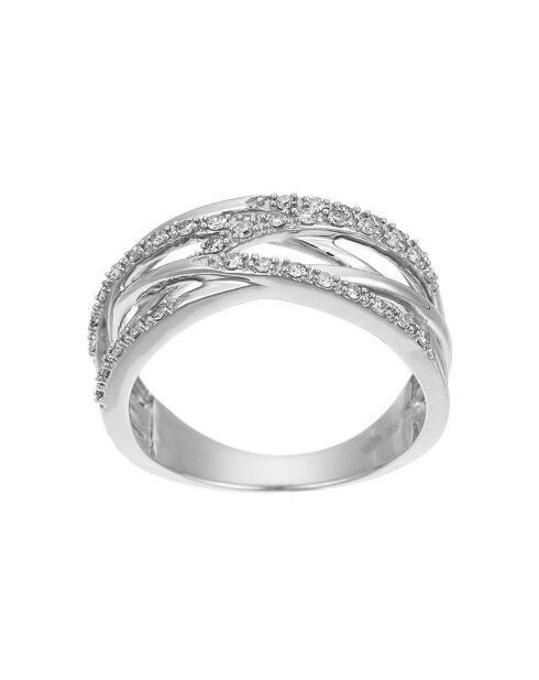Bague Entrelacs Eternel Diamants 0.18 ct or blanc