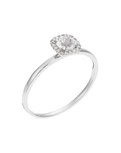 Ring aus Weißgold mit quadratischen Topazi-Diamanten und 0,05 Karat Topas mit 0,32 ct Weißgold