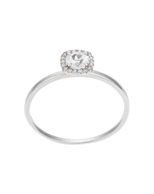 Ring aus Weißgold mit quadratischen Topazi-Diamanten und 0,05 Karat Topas mit 0,32 ct Weißgold
