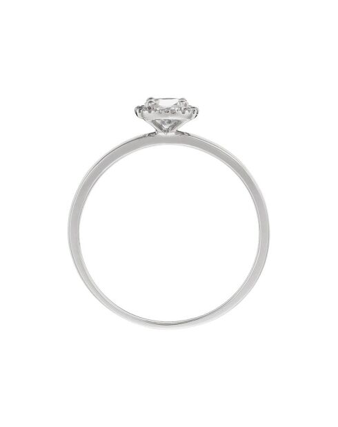 Ring aus Weißgold mit quadratischen Topazi-Diamanten und 0,05 Karat Topas mit 0,32 ct Weißgold