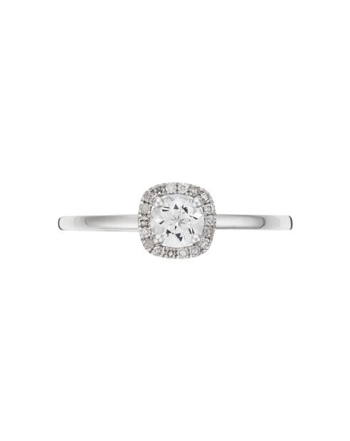 Ring aus Weißgold mit quadratischen Topazi-Diamanten und 0,05 Karat Topas mit 0,32 ct Weißgold