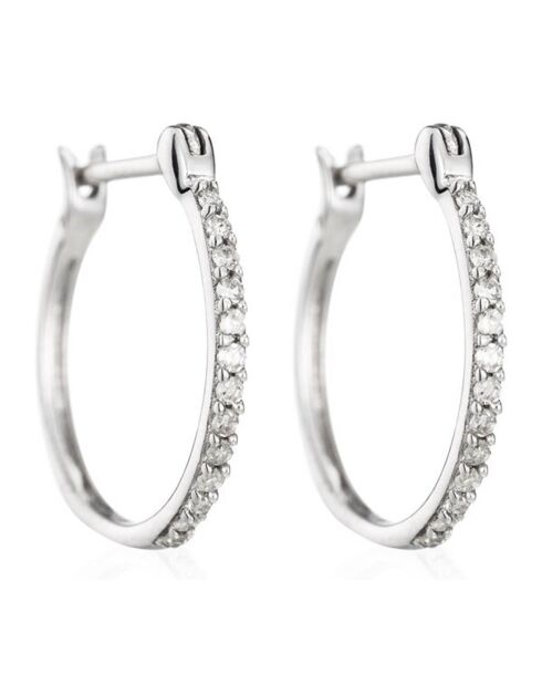 Boucles d'oreilles Créoles Sublimes Diamants 0.10 ct or blanc