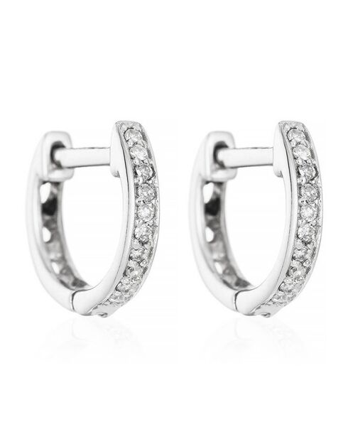 Boucles d'oreilles Anneau pm diamants 0,06 ct or blanc