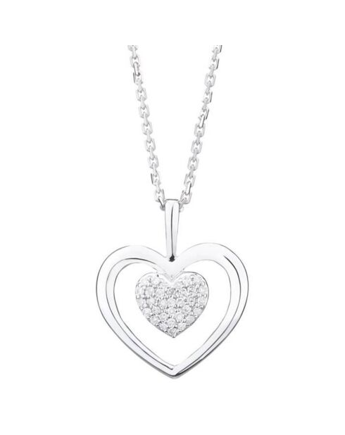 Pendentif Coeur Diamant 0.06 ct or blanc