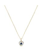 Pendentif Heart Diamants 0.023 ct Saphir 0.16 ct or jaune