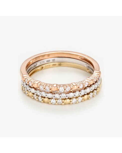 Trio of Alliances diamanten ring 0,33 ct in driekleurig goud