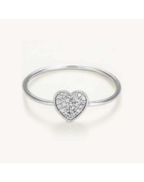 Bague Coeur Tendresse Diamants 0.05 ct or blanc