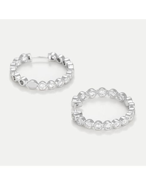 Boucles d'oreilles Créoles Pétillantes Diamants 0.16 ct or blanc