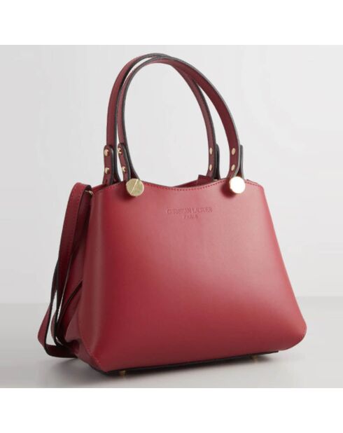Sac à main en Cuir Kiara  rouge foncé - 28x26x14 cm