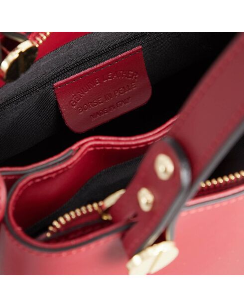 Sac à main en Cuir Kiara  rouge foncé - 28x26x14 cm