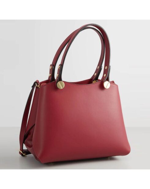 Sac à main en Cuir Kiara  rouge foncé - 28x26x14 cm
