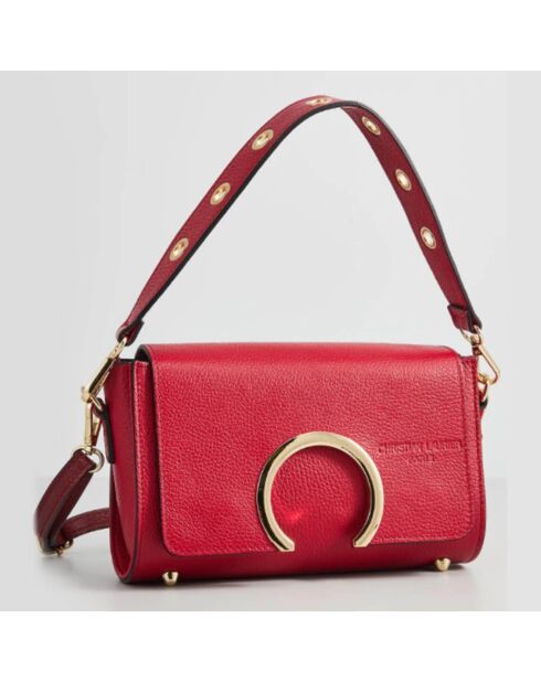 Ralph Schultertasche aus dunkelrotem Leder - 26x14x8 cm