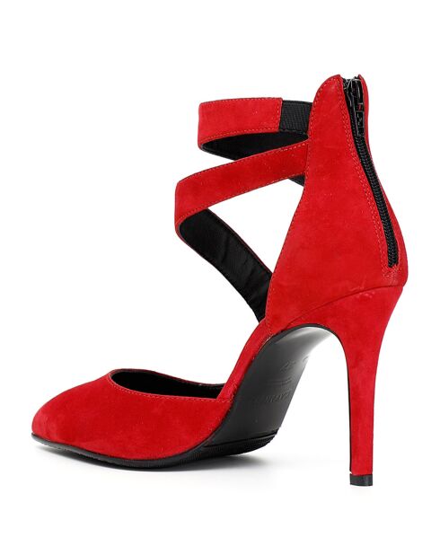 Sandales en Velours de Cuir Melania rouges - Talon 9 cm