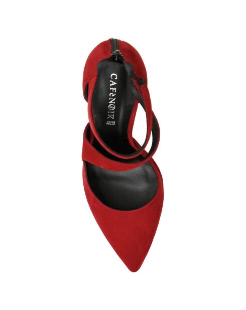 Sandales en Velours de Cuir Melania rouges - Talon 9 cm