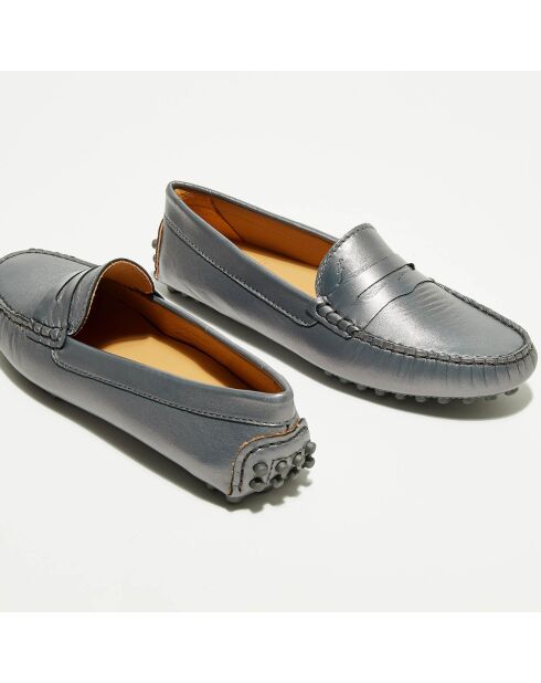 Mocassins en Cuir lisse Napallux métal foncé