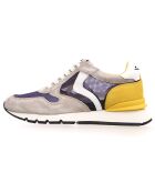 Sneakers en Velours de Cuir Julia gris/moutarde