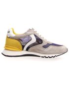 Sneakers en Velours de Cuir Julia gris/moutarde