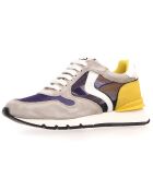 Sneakers en Velours de Cuir Julia gris/moutarde