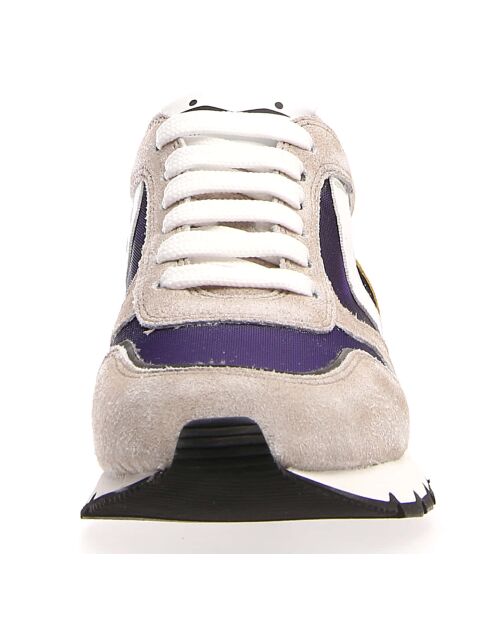 Sneakers en Velours de Cuir Julia gris/moutarde