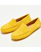 Mocassins en Velours de Cuir Lena jaune poussin