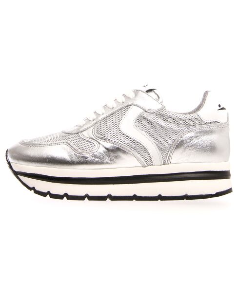 Baskets en Cuir May argentées - Talon 4 cm