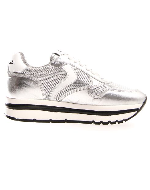 Baskets en Cuir May argentées - Talon 4 cm