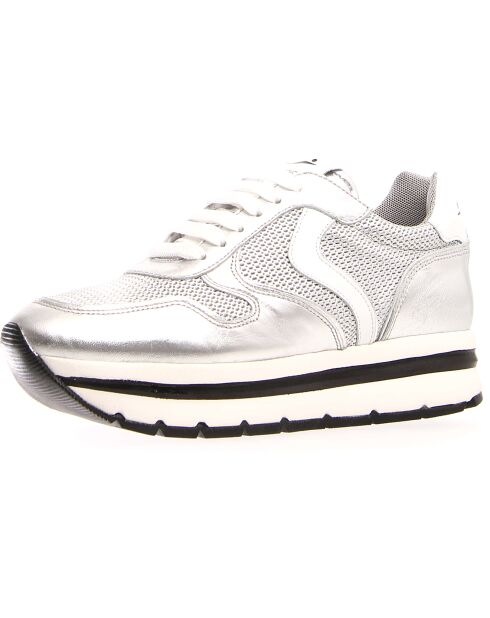 Baskets en Cuir May argentées - Talon 4 cm