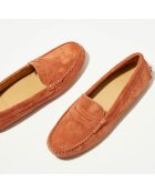 Mocassins en Velours de Cuir Lena  camel rosé