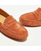 Mocassins en Velours de Cuir Lena  camel rosé