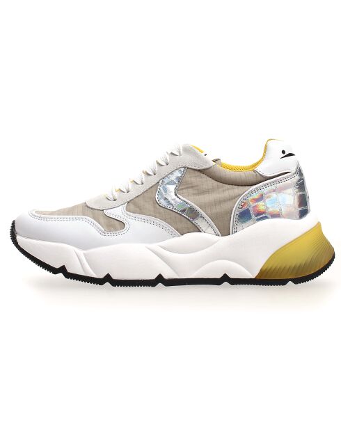 Baskets en Cuir & Velours de Cuir Sheel argenté/gris - Talon 4 cm