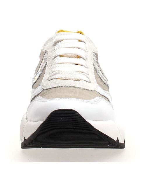 Baskets en Cuir & Velours de Cuir Sheel argenté/gris - Talon 4 cm